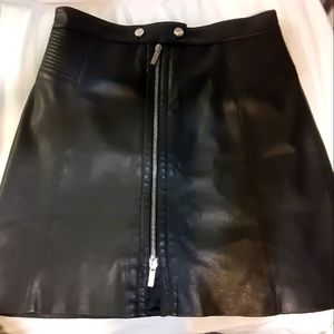 Karen Millen Faux Leather Zip-Front Mini Skirt
